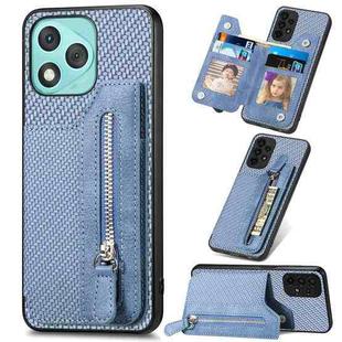 For Honor 400 Lite Global Carbon Fiber Horizontal Flip Zipper Wallet Phone Case(Blue)
