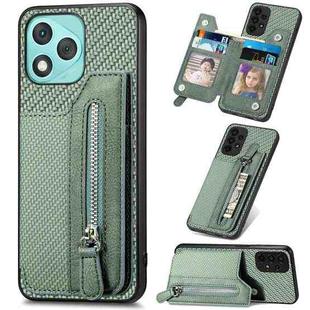 For Honor 400 Lite Global Carbon Fiber Horizontal Flip Zipper Wallet Phone Case(Green)