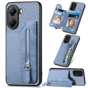 For Redmi Turbo 4 Carbon Fiber Horizontal Flip Zipper Wallet Phone Case(Blue)