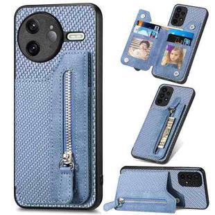For Redmi K80 Pro / Poco F7 Ultra Carbon Fiber Horizontal Flip Zipper Wallet Phone Case(Blue)