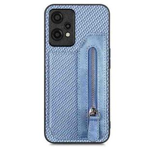 For Oneplus Nord CE 2 Lite 5G Carbon Fiber Horizontal Flip Zipper Wallet Phone Case(Blue)