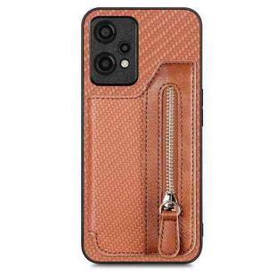 For Oneplus Nord CE 2 Lite 5G Carbon Fiber Horizontal Flip Zipper Wallet Phone Case(Brown)