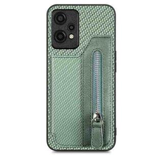 For Oneplus Nord CE 2 Lite 5G Carbon Fiber Horizontal Flip Zipper Wallet Phone Case(Green)