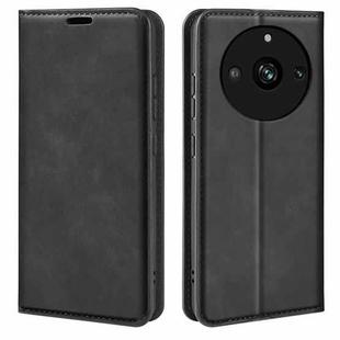 For Realme 11 Pro Retro-skin  Magnetic Suction Leather Phone Case(Black)