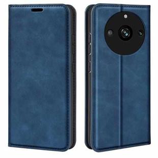 For Realme 11 Pro Retro-skin  Magnetic Suction Leather Phone Case(Dark Blue)