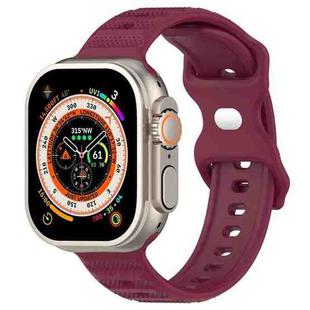 For Apple Watch Ultra 49mm Reverse Buckle Dot Texture Silicone Watch Band(Wine Red)