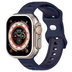 For Apple Watch 4 44mm Reverse Buckle Dot Texture Silicone Watch Band(Midnight Blue)