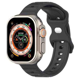 For Apple Watch 3 42mm Reverse Buckle Dot Texture Silicone Watch Band(Dark Gray)