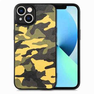 For iPhone 13 Camouflage Leather Back Cover Phone Case(Yellow)