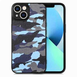For iPhone 13 Camouflage Leather Back Cover Phone Case(Blue)