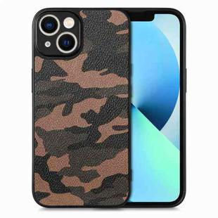 For iPhone 13 Camouflage Leather Back Cover Phone Case(Brown)