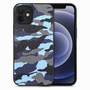 For iPhone 12 mini Camouflage Leather Back Cover Phone Case(Blue)
