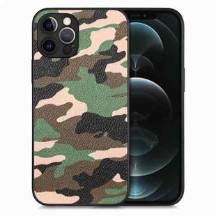 For iPhone 12 Pro Max Camouflage Leather Back Cover Phone Case(Green)