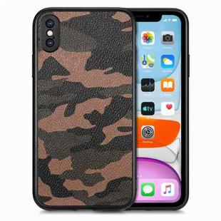 For iPhone X / XS Camouflage Leather Back Cover Phone Case(Brown)