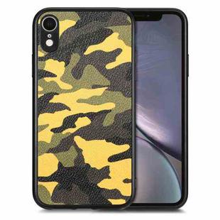For iPhone XR Camouflage Leather Back Cover Phone Case(Yellow)
