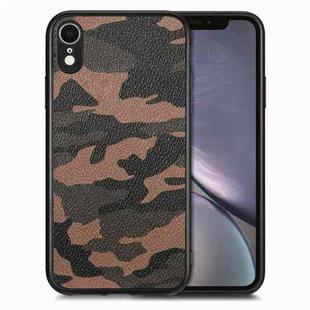 For iPhone XR Camouflage Leather Back Cover Phone Case(Brown)
