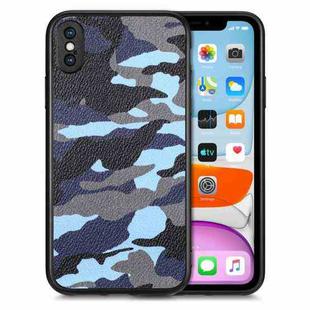 For iPhone XS Max Camouflage Leather Back Cover Phone Case(Blue)