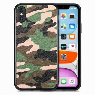 For iPhone XS Max Camouflage Leather Back Cover Phone Case(Green)