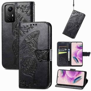 For Xiaomi Redmi Note 12S Butterfly Love Flower Embossed Leather Phone Case(Black)