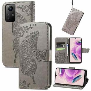 For Xiaomi Redmi Note 12S Butterfly Love Flower Embossed Leather Phone Case(Gray)