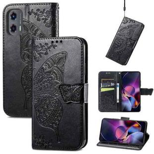 For Motorola Moto G Stylus 5G 2024 Butterfly Love Flower Embossed Leather Phone Case(Black)