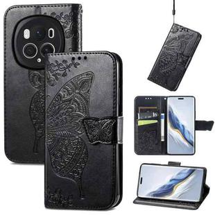 For Honor Magic6 Pro Butterfly Love Flower Embossed Leather Phone Case(Black)