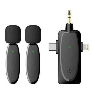 One by Two 3 in 1 Mini Wireless Lavalier Microphones for iPhone / Android / Camera with Noise Reduction Function