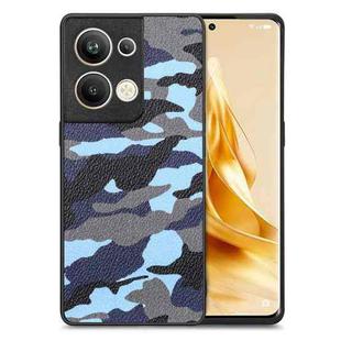 For OPPO Reno9 Pro+ Camouflage Leather Back Cover Phone Case(Blue)