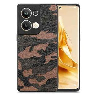 For OPPO Reno9 Pro+ Camouflage Leather Back Cover Phone Case(Brown)