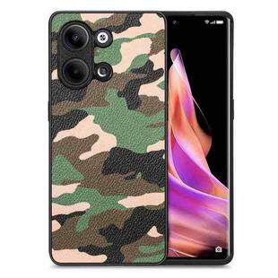 For OPPO Reno9 Camouflage Leather Back Cover Phone Case(Green)