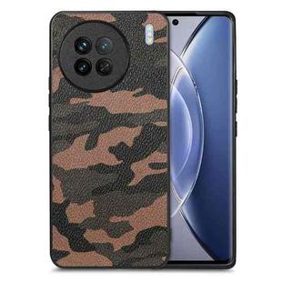 For vivo X90 Camouflage Leather Back Cover Phone Case(Brown)