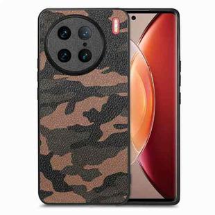 For vivo X90 Pro Camouflage Leather Back Cover Phone Case(Brown)