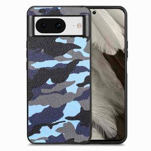 For Google Pixel 8 Camouflage Leather Back Cover Phone Case(Blue)