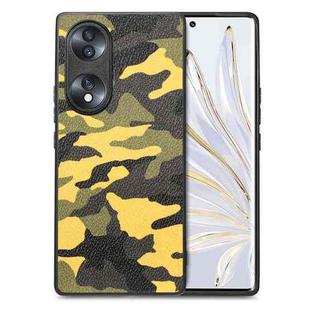 For Honor 70 Camouflage Leather Back Cover Phone Case(Yellow)