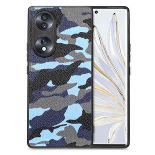 For Honor 70 Camouflage Leather Back Cover Phone Case(Blue)