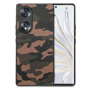 For Honor 70 Camouflage Leather Back Cover Phone Case(Brown)