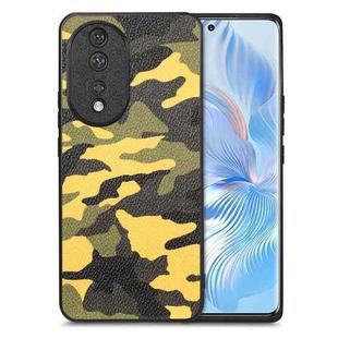For Honor 80 Camouflage Leather Back Cover Phone Case(Yellow)