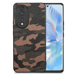 For Honor 80 Camouflage Leather Back Cover Phone Case(Brown)