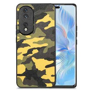 For Honor 80 Pro Camouflage Leather Back Cover Phone Case(Yellow)