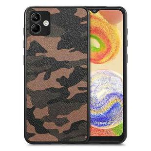 For Samsung Galaxy A04 4G Camouflage Leather Back Cover Phone Case(Brown)