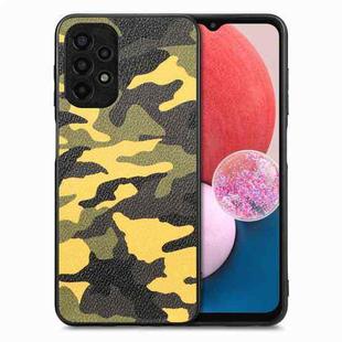 For Samsung Galaxy A13 4G Camouflage Leather Back Cover Phone Case(Yellow)