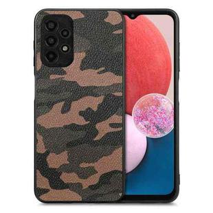 For Samsung Galaxy A13 4G Camouflage Leather Back Cover Phone Case(Brown)