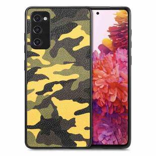 For Samsung Galaxy S20 FE Camouflage Leather Back Cover Phone Case(Yellow)