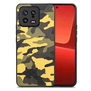 For Xiaomi 13 Camouflage Leather Back Cover Phone Case(Yellow)