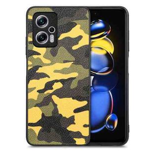 For Redmi Note 11T Pro 5G Camouflage Leather Back Cover Phone Case(Yellow)