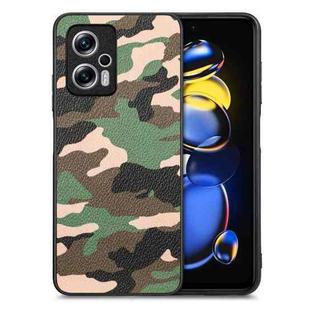 For Redmi Note 11T Pro 5G Camouflage Leather Back Cover Phone Case(Green)