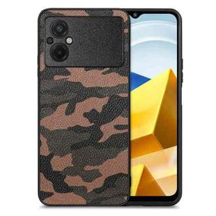 For Xiaomi POCO M5 4G Camouflage Leather Back Cover Phone Case(Brown)