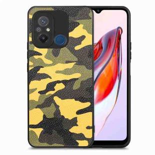 For Redmi 12C Camouflage Leather Back Cover Phone Case(Yellow)