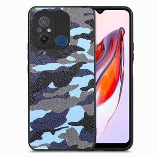 For Redmi 12C Camouflage Leather Back Cover Phone Case(Blue)