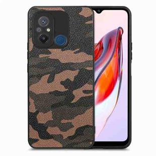 For Redmi 12C Camouflage Leather Back Cover Phone Case(Brown)